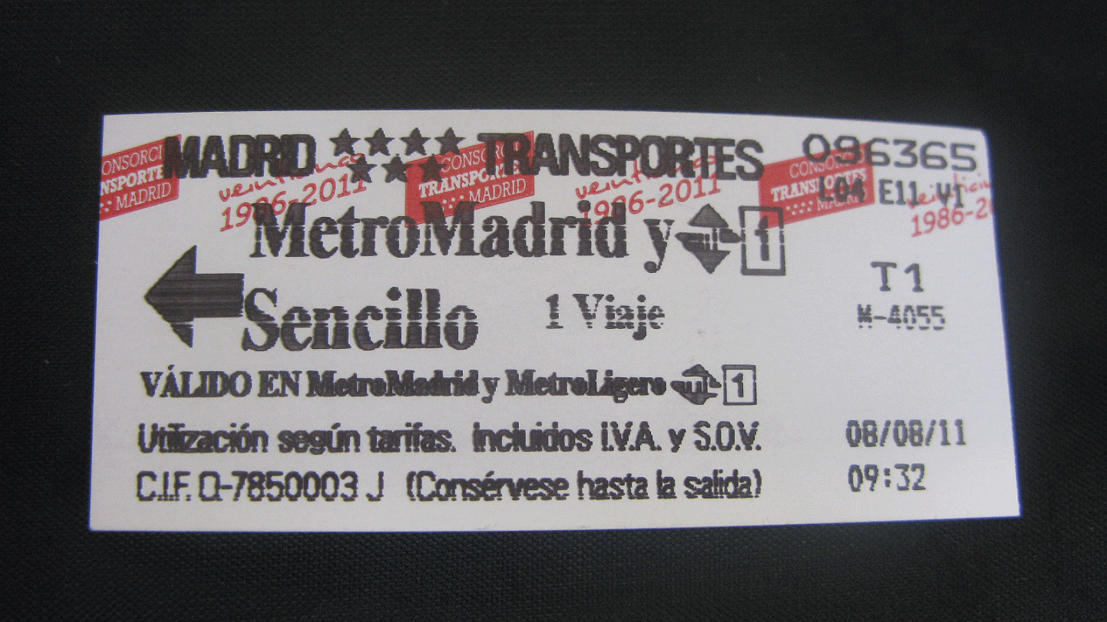 Nuevo billete sencillo de Metro de Madrid con un precio de 1,50 euros