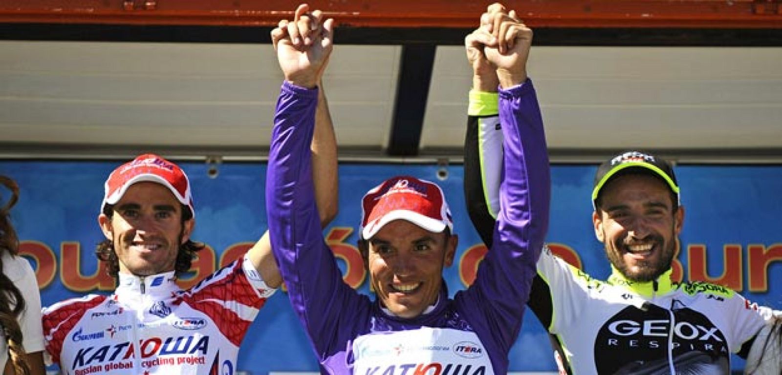 'Purito' con el maillot morado que le convierte en líder de la Vuelta a Burgos.