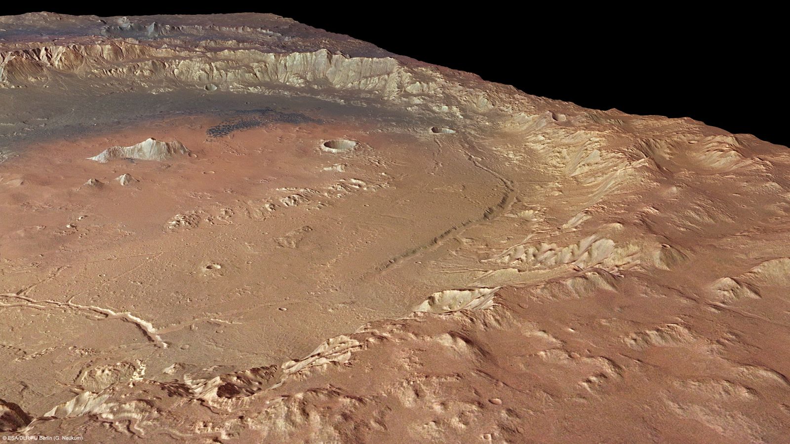 El cráter marciano que fue un lago cuando el agua fluía por la superficie del planeta rojo