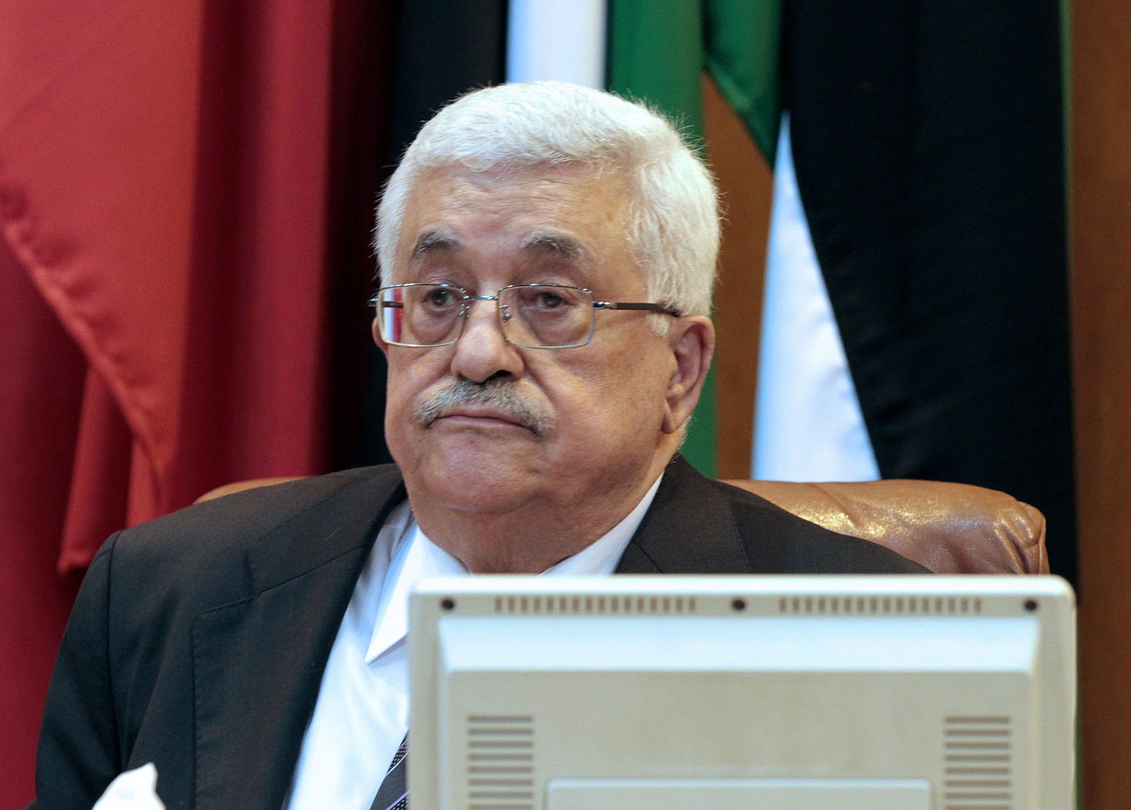 El presidente palestino, Mahmud Abás, en la reunión de la Liga Árabe en El Cairo