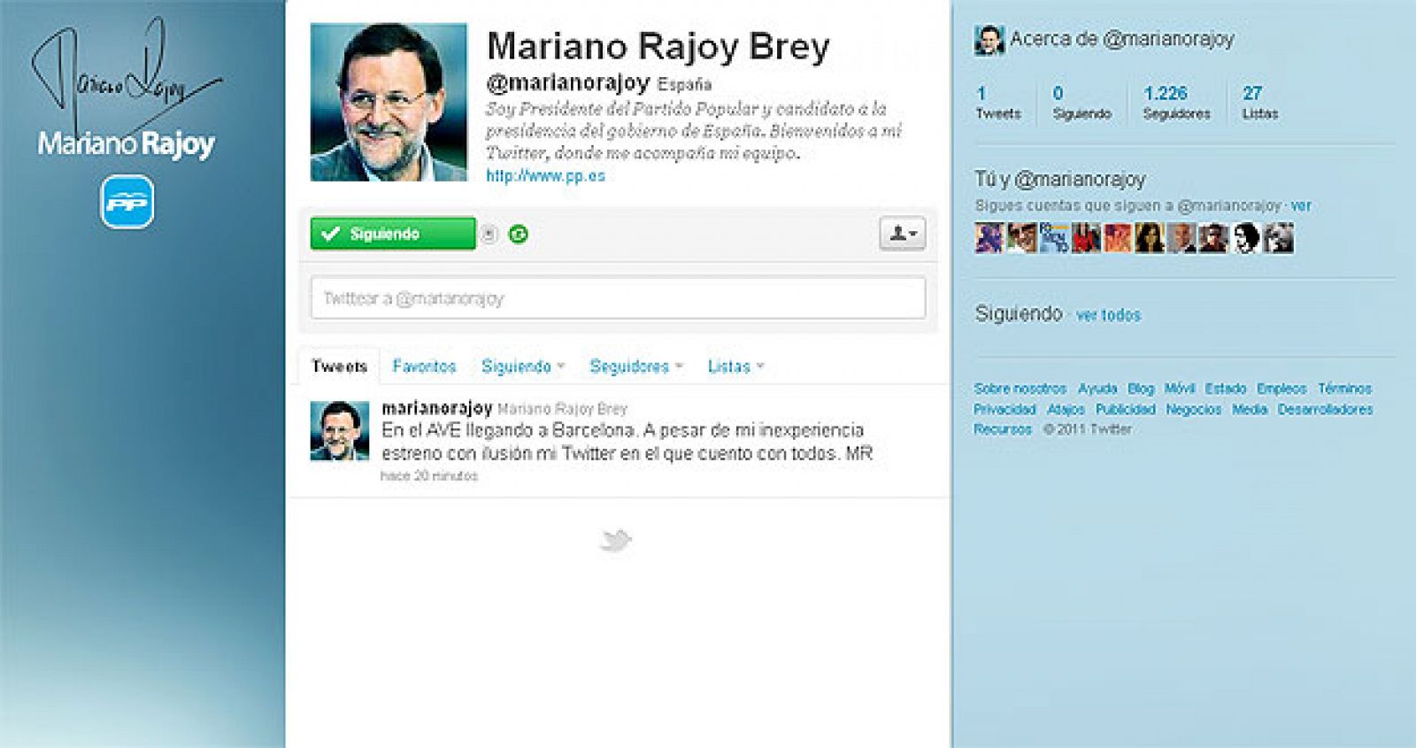 Mariano Rajoy estrena cuenta en Twitter