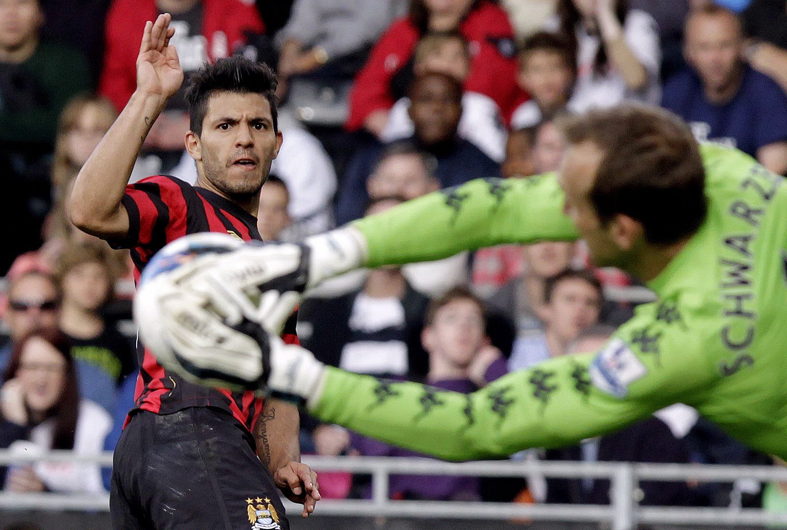 El jugador argentino del Mánchester City Sergio "Kun" Agüero lleva ya 8 tantos.