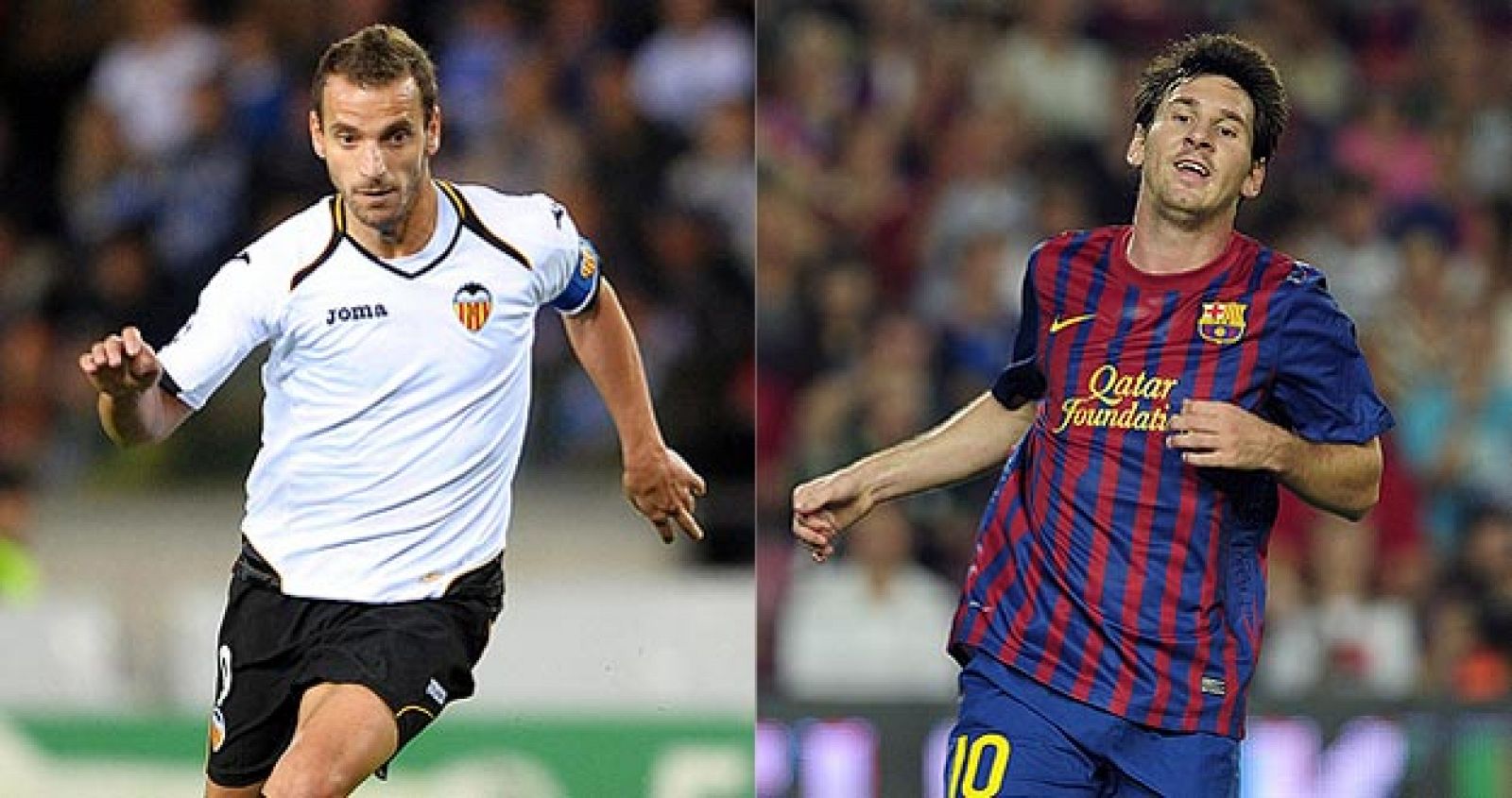 Los delanteros del Valencia, Soldado, y del Barça, Messi, se verán las caras en Mestalla.