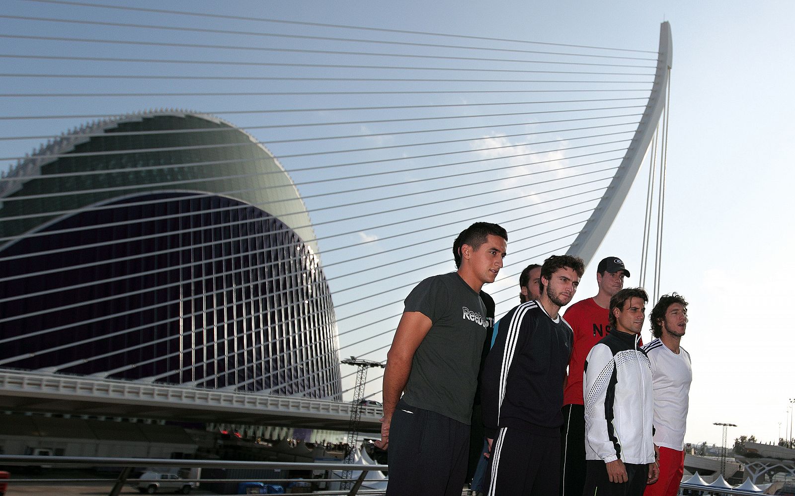 Algunos de los tenistas que participan en la tercera edición del Valencia Open 500, entre ellos el cabeza de serie número 1 David Ferrer (2d).