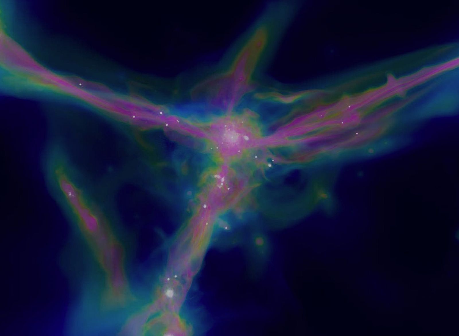 Visión artística de la nube de gas en torno a una galaxia en formación