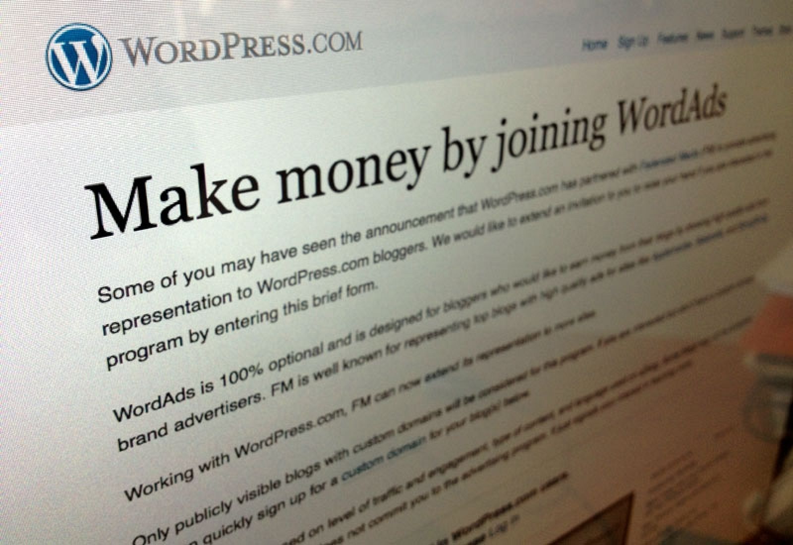 Algunos de los millones de blogs alojados en Wordpress podrán optar por WordAds, el nuevo sistema de publicidad de la plataforma