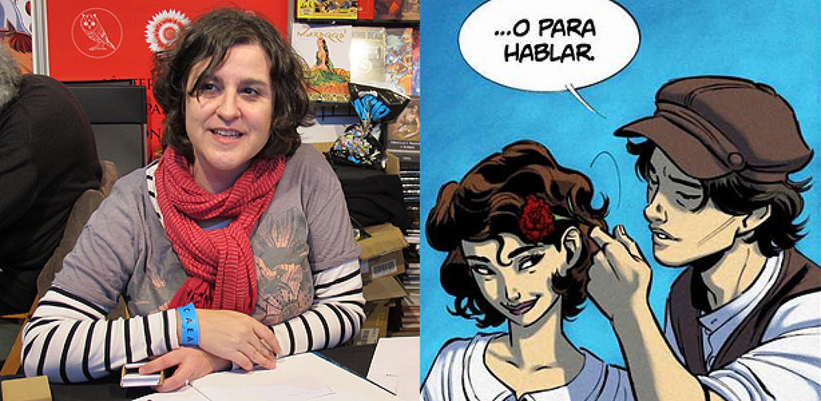 Montse Martín en Expocómic y una de sus viñetas