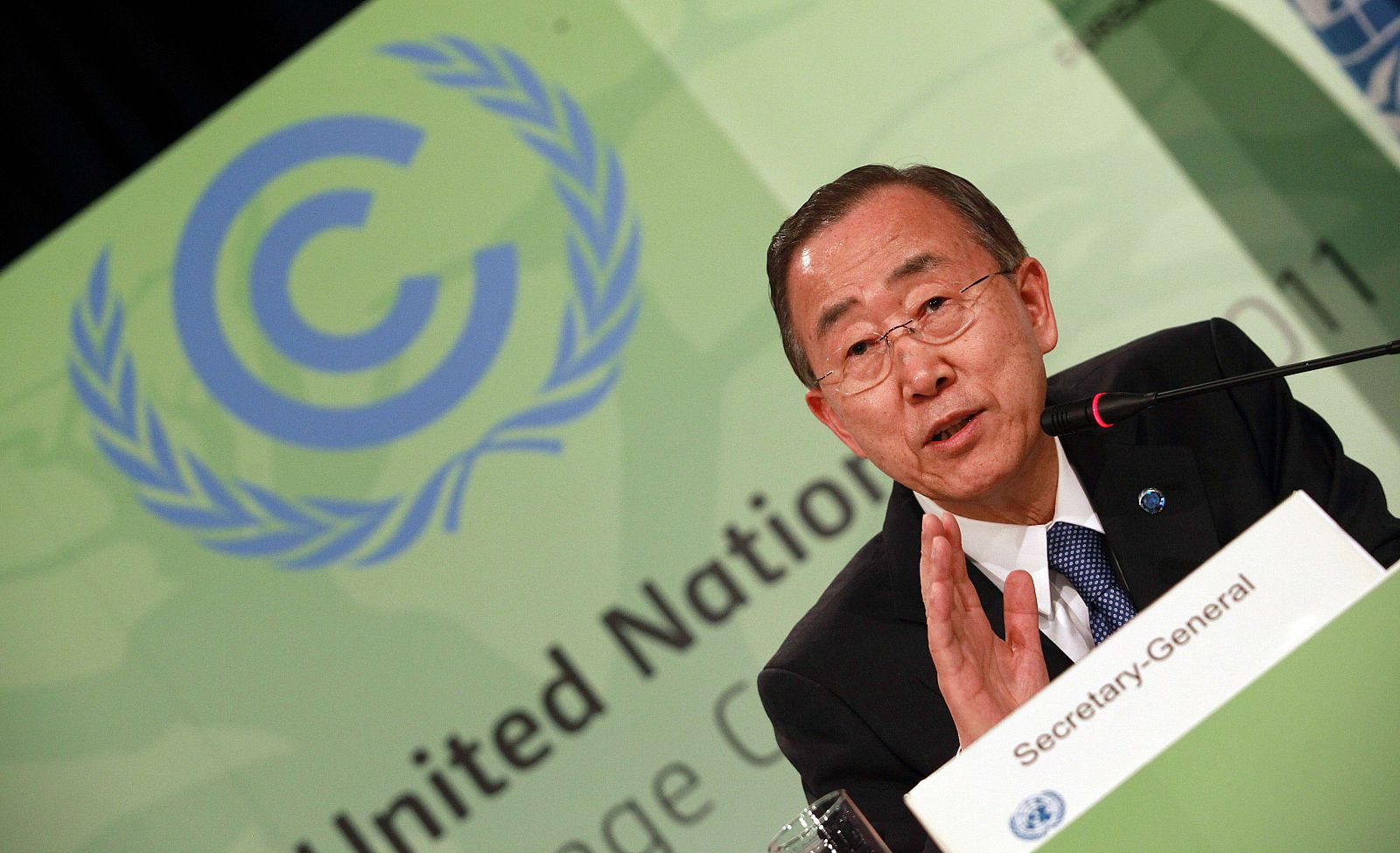 El secretario general de la ONU, Ban Ki-moon en la conferencia de Durban sobre cambio climático.