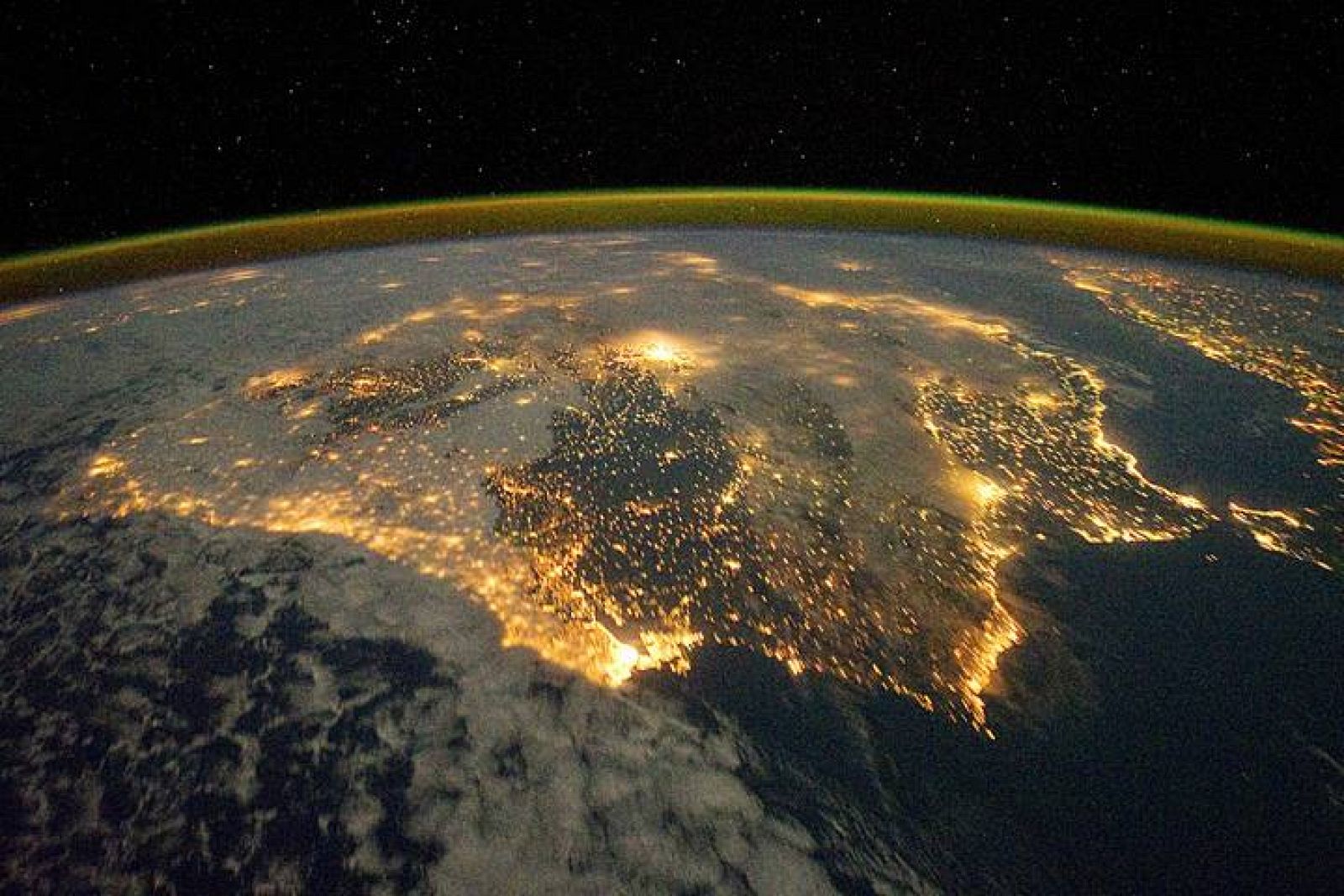Las luces de la Península Ibérica captadas desde la ISS