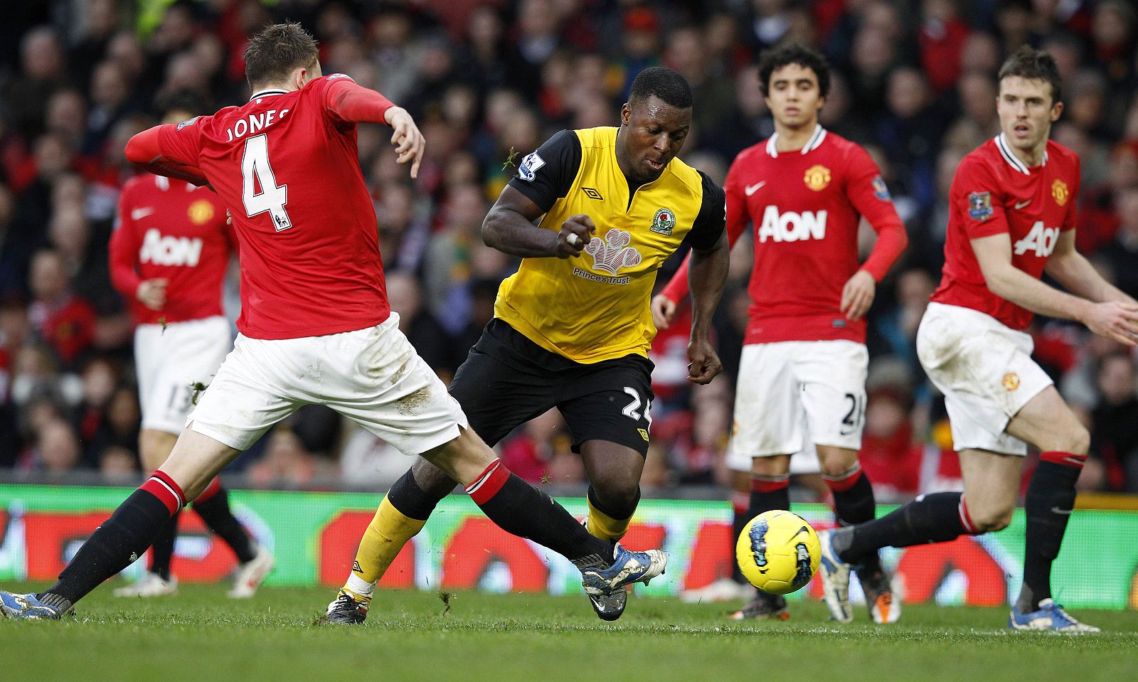 El jugador del Blackburn Yakubu durante el partido en Old Trafford.