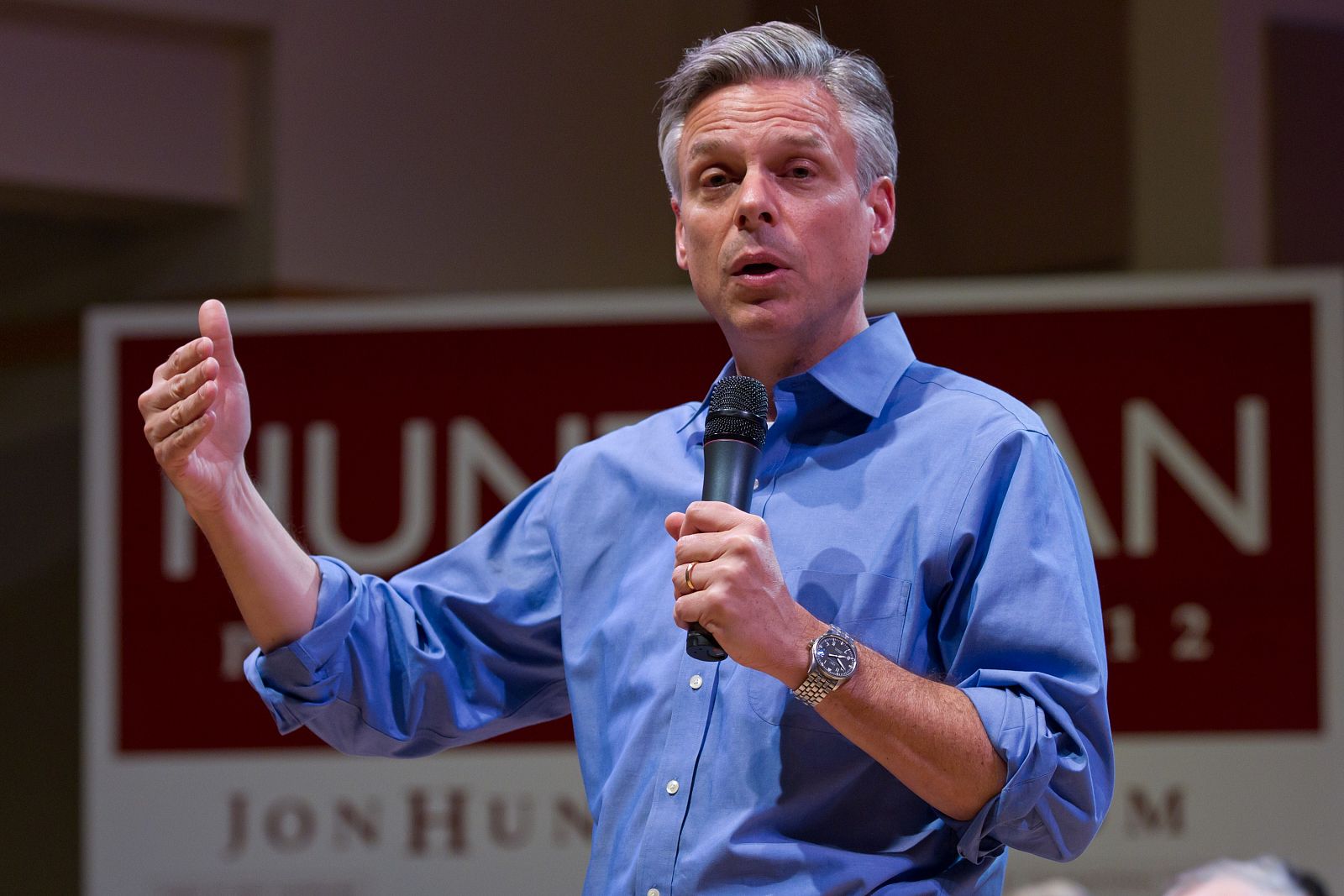 Huntsman, durante un acto de campaña en New Hampshire.