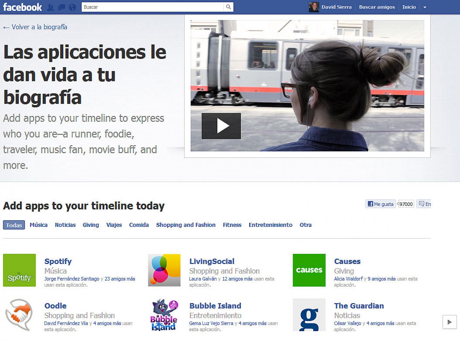 Facebook invita a los usuarios a llenar su 'Timeline' con sus actividades favoritas