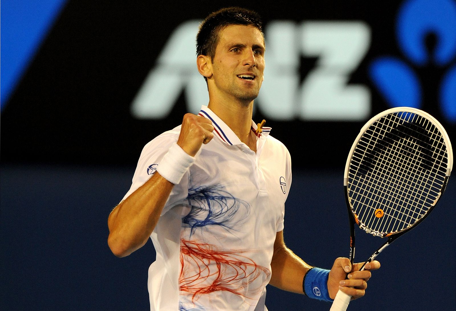 Novak Djokovic celebra un punto ante David Ferrer