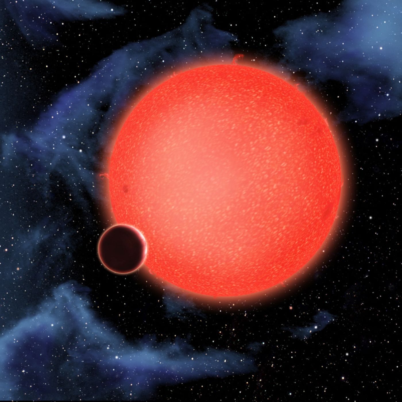 GJ1214b tiene alrededor de 2,7 veces el diámetro terrestre y pesa unas siete veces más. Orbita a una enana roja cada 38 horas a una distancia de más de 2 millones de kilómetros.