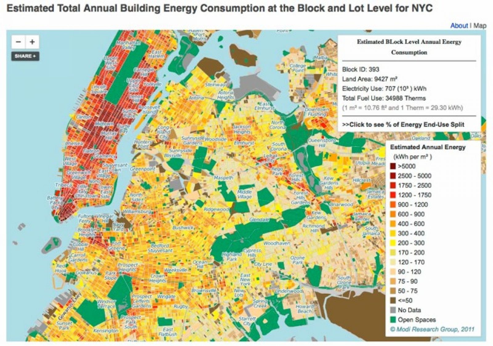 La ciudad de Nueva York, con sus grandes barrios, fue la elegida para la creación del mapa interactivo.