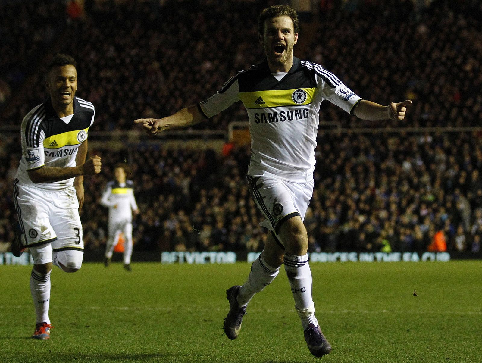 Chelsea's Mata celebrates his goal against Birmingham City during their FA Cup fifth-round replay soccer match in Birmingham