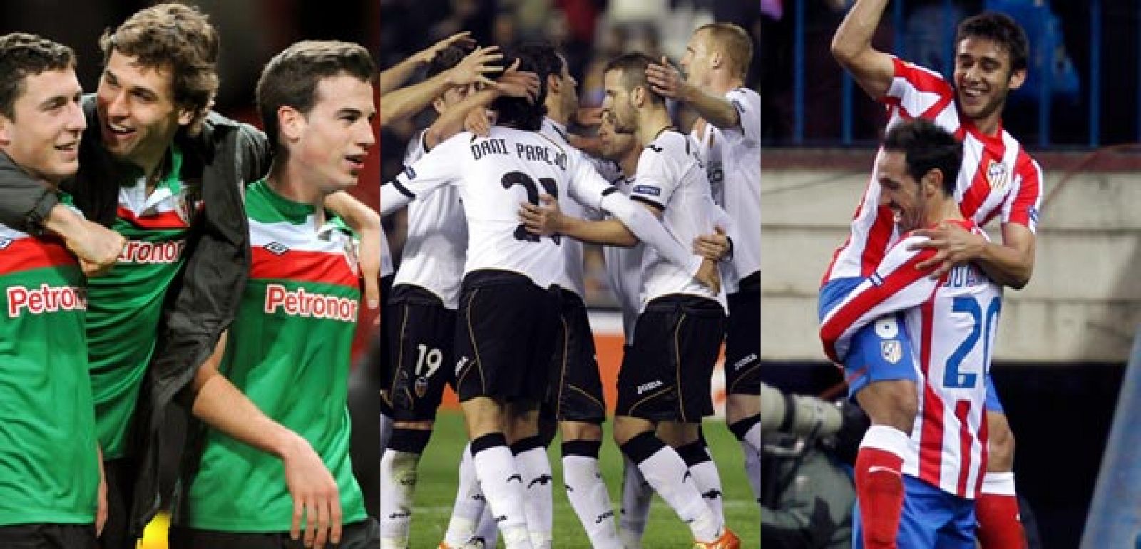 Athletic de Bilbao, Atlético de Madrid y Valencia lograron sendos triunfos en los octavos de la Europa League