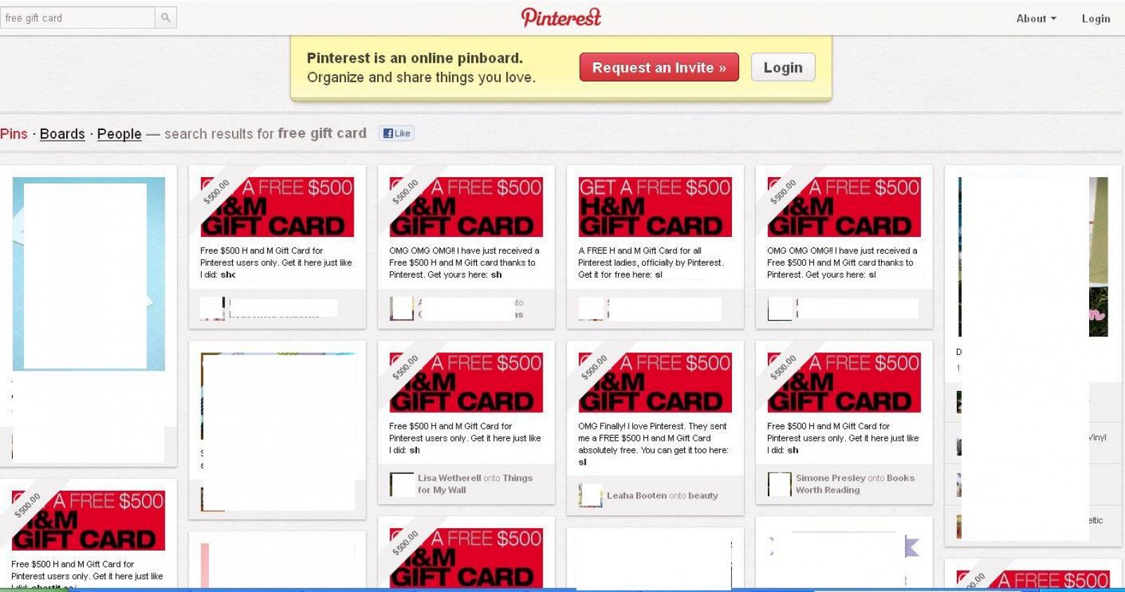 Los falsos cupones descuento de H&M se propagan a través de la red social Pinterest.