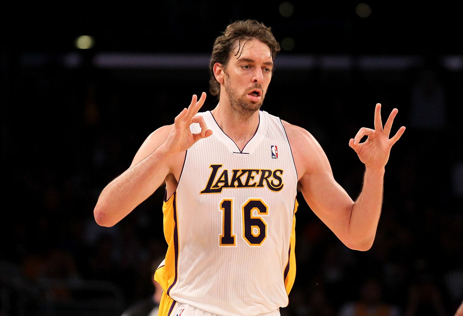 Pau Gasol, de Los Angeles Lakers, durante el partido ante los Utah Jazz en el Staples Center.