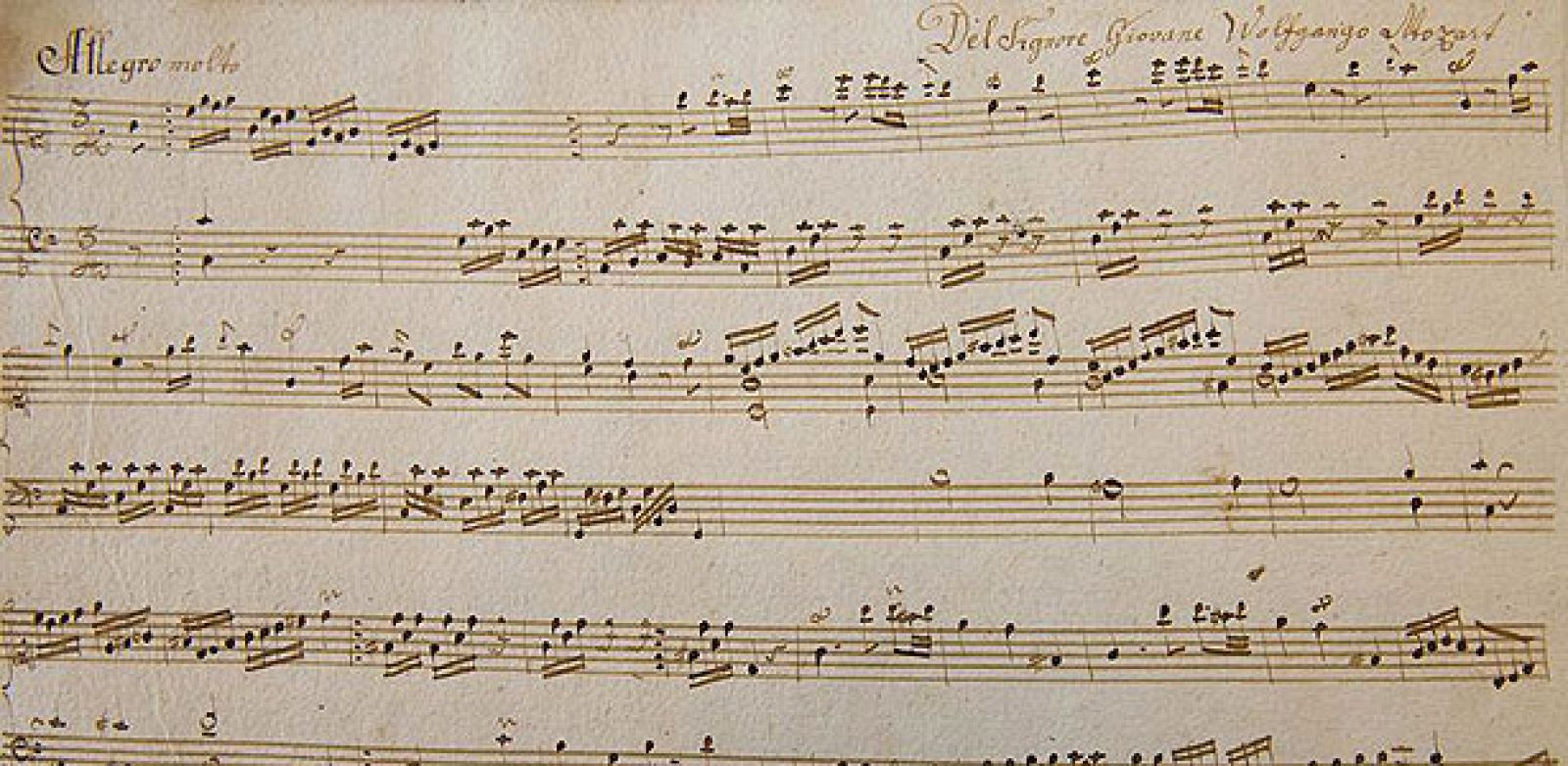 Fragmento de la partitura de Mozart recién descubierta