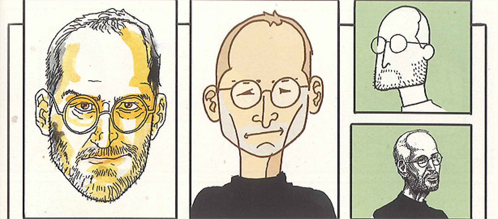Estudios del rostro de Steve Jobs, de la agencia Jess3