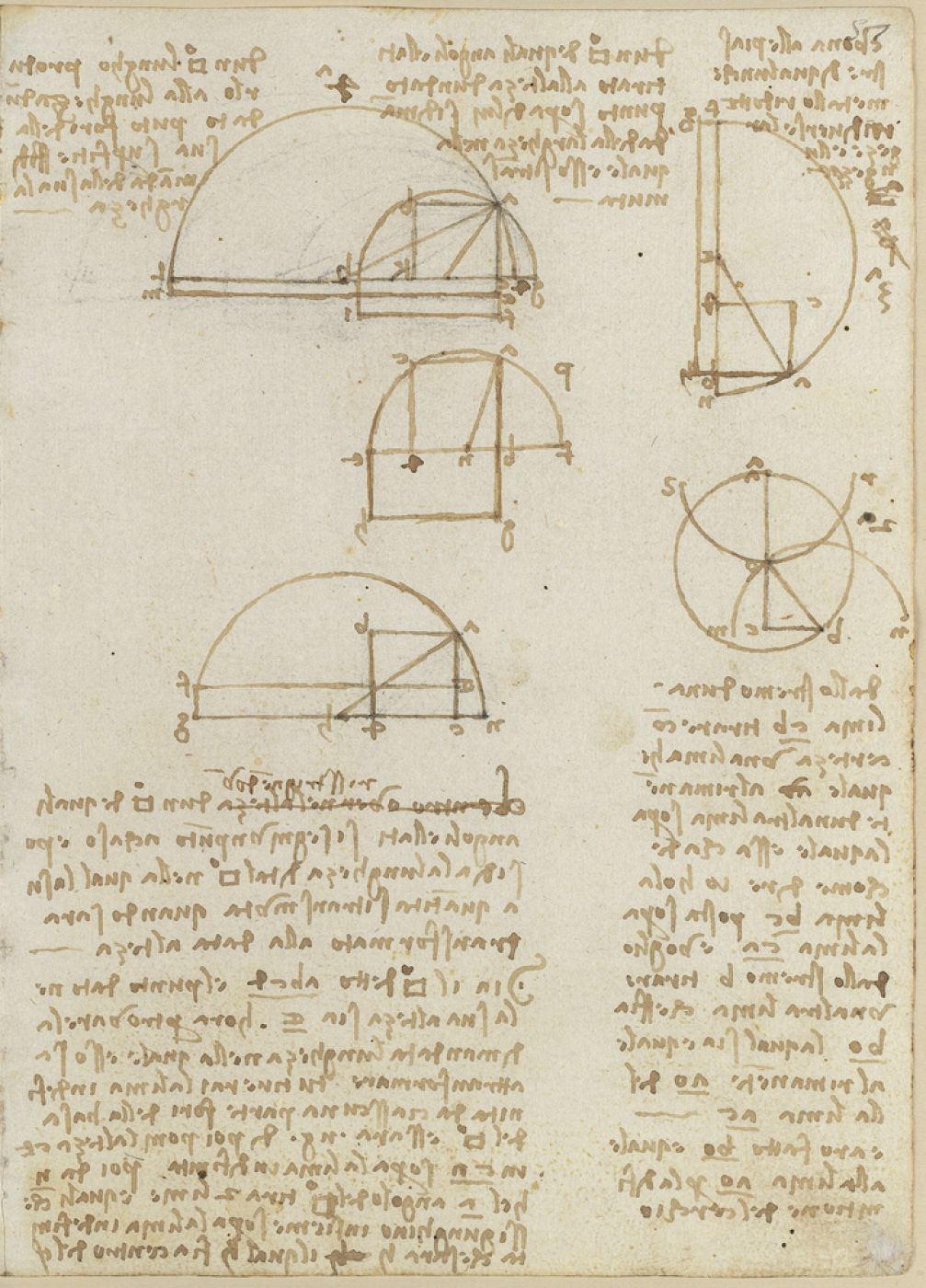 Varias páginas de uno de los manuscritos de Leonardo Da Vinci