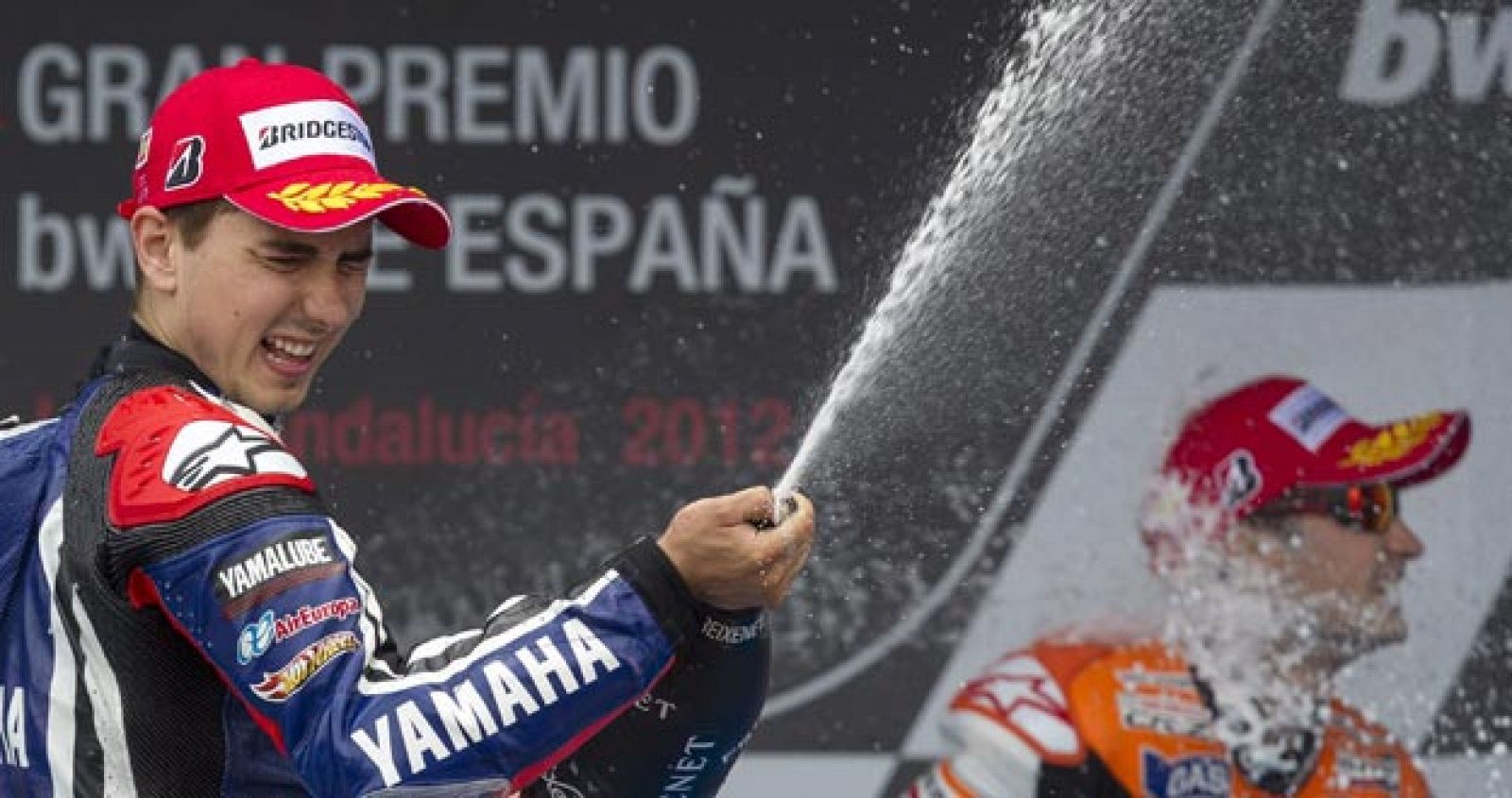 Jorge Lorenzo celebra su segundo puesto en el Gran Premio de España el pasado fin de semana