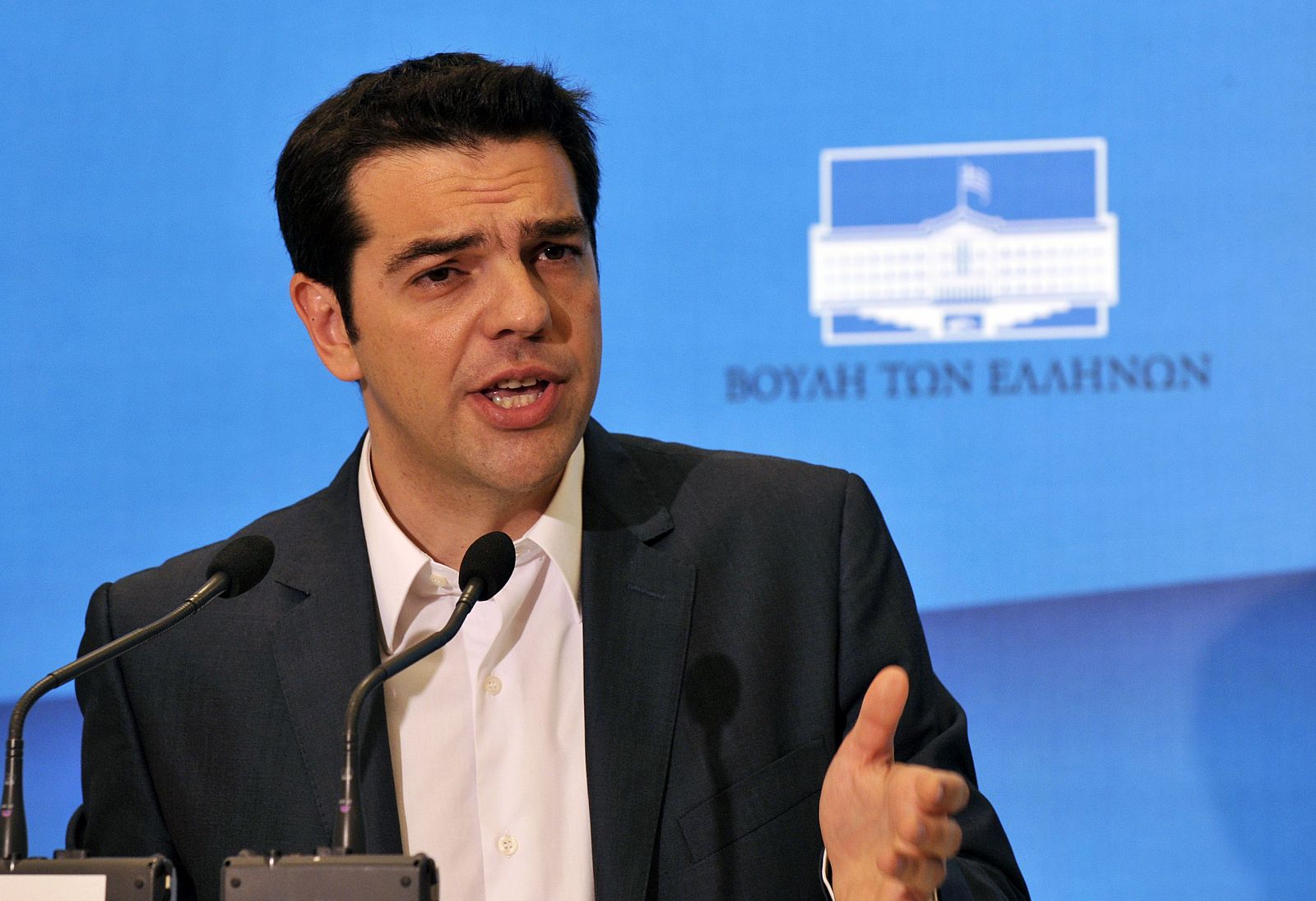 El líder de Syriza, en la sede de su partido.