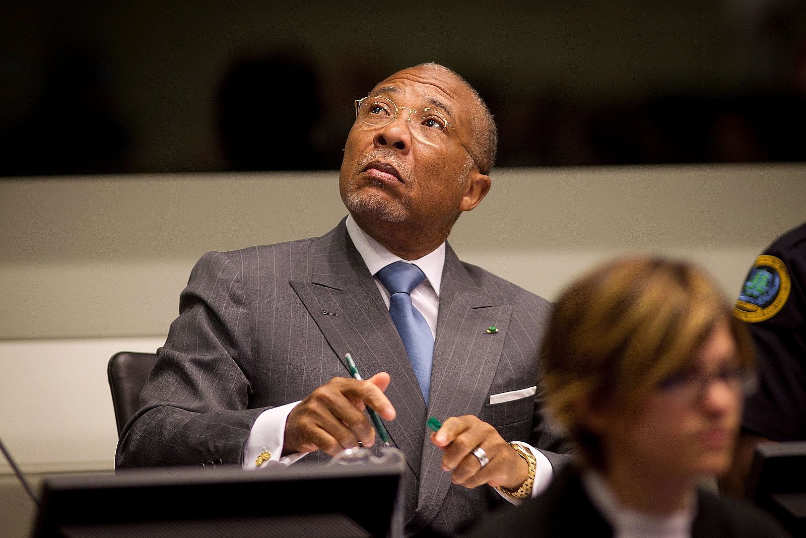 El expresidente de Liberia, Charles Taylor, durante la sesión del juicio en el Tribunal Especial para Sierra Leona