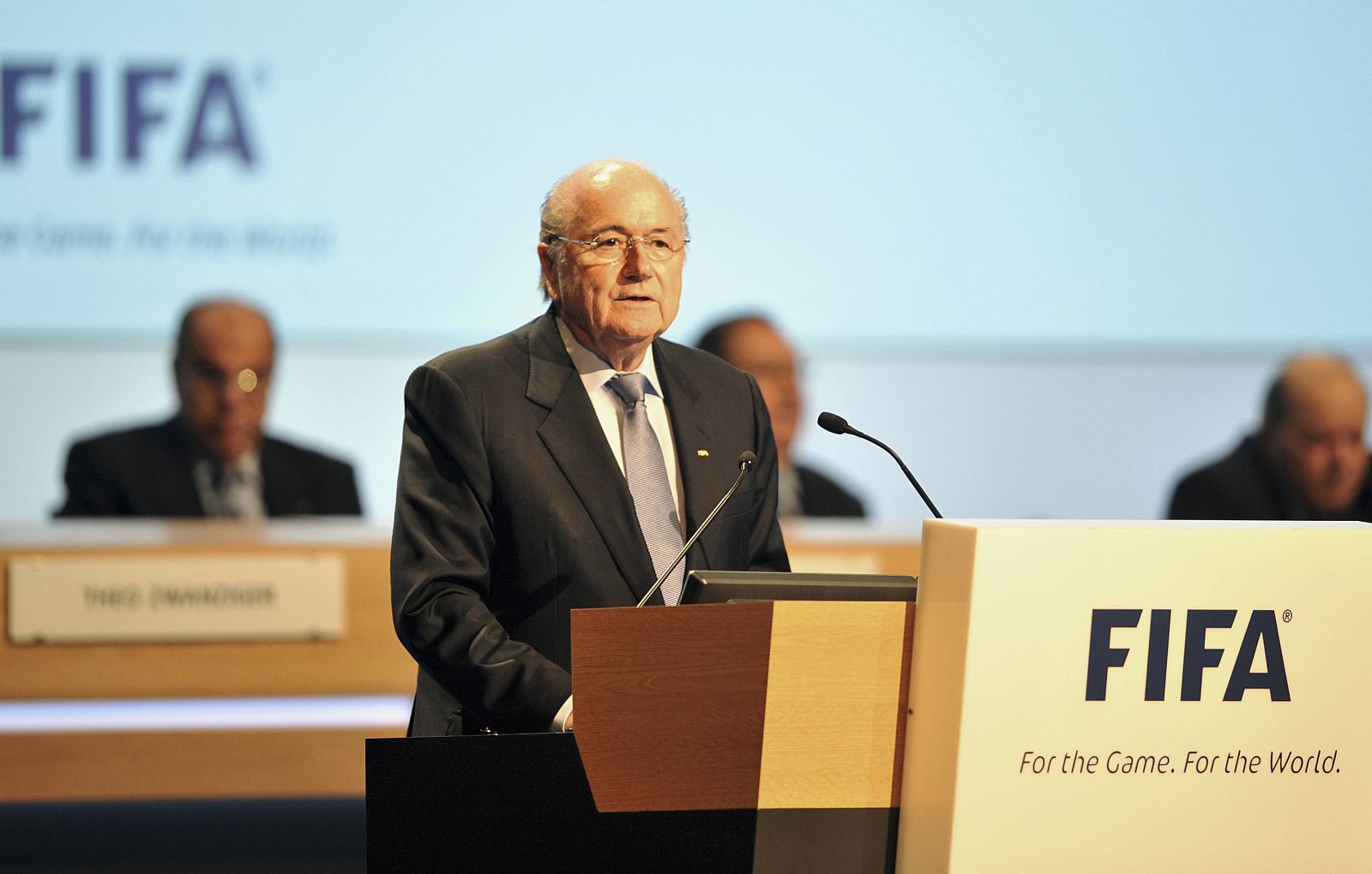 FIFA President Sepp Blatter delivers a speech during the 62nd FIFA Congress in Budapest