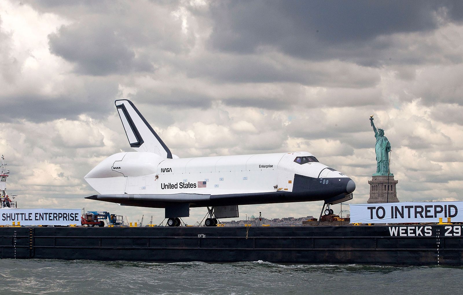 Space Shuttle Enterprise Is Delivered To Intrepid Air Sea And Space Museum