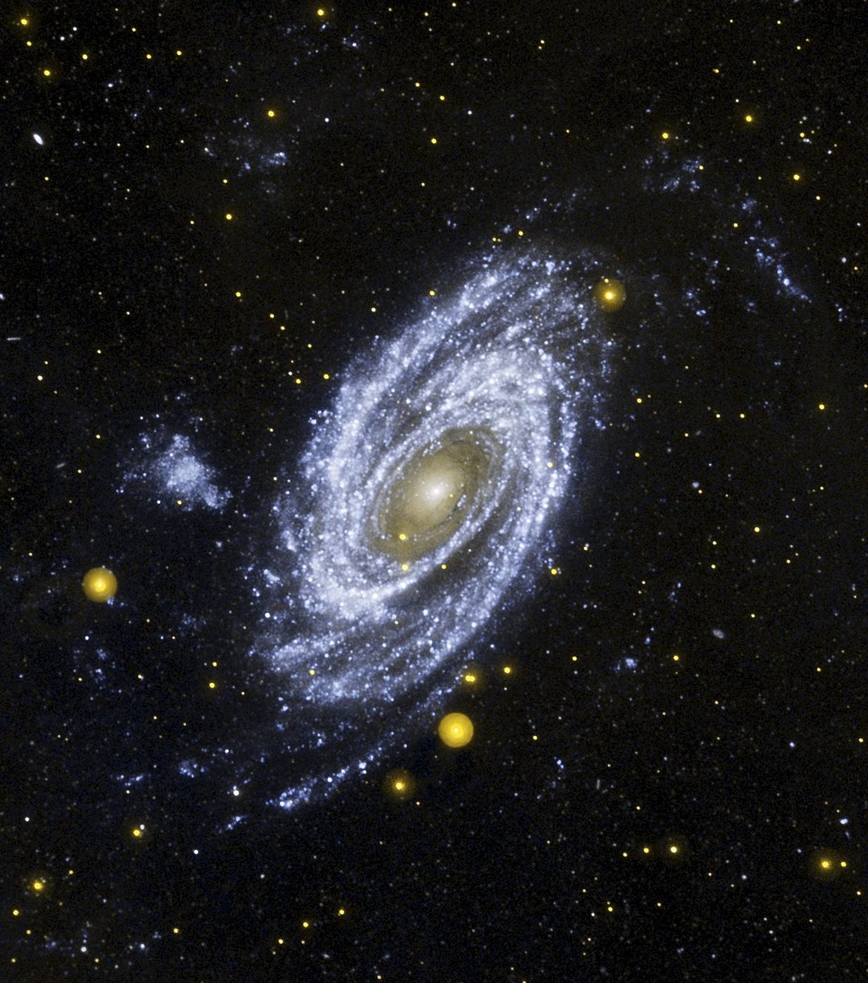 Galaxia espiral M81 captada por la sonda de la misión GALEX