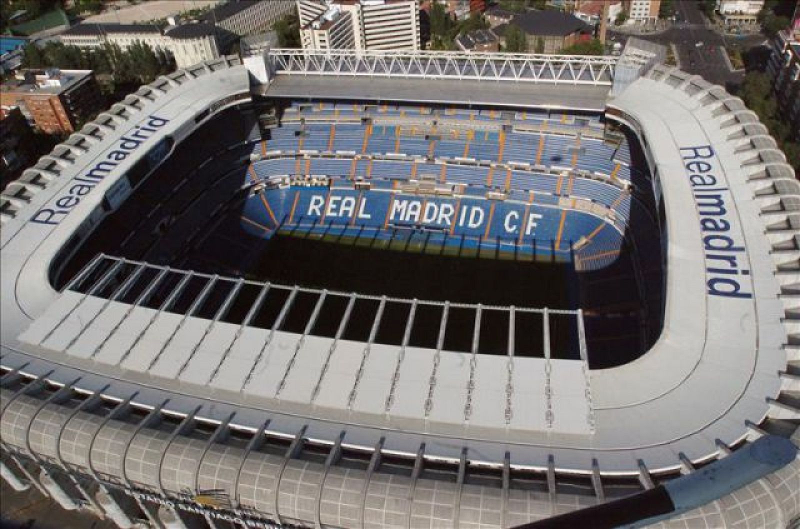 Vista aérea del estadio del Real Madrid, el Santiago Bernabéu.