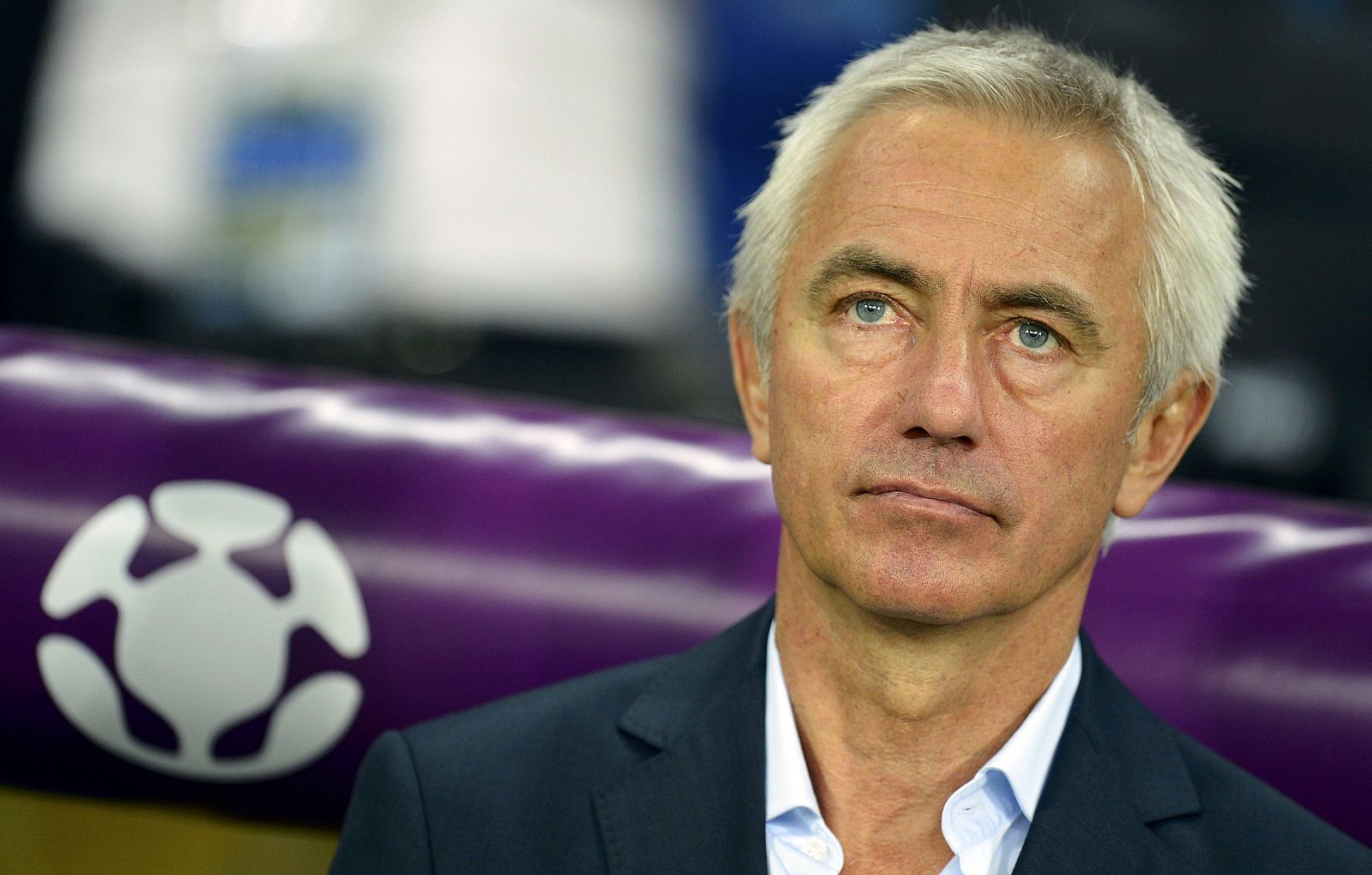 Netherlands' coach van Marwijk is pictured before their Group B Euro 2012 soccer match against Portugal at the Metalist stadium in Kharkiv