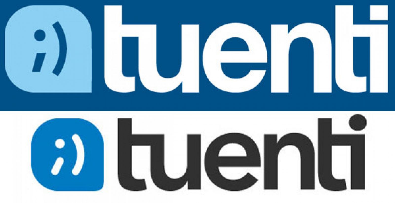 El nuevo logo de Tuenti (debajo), más azul y redondeado