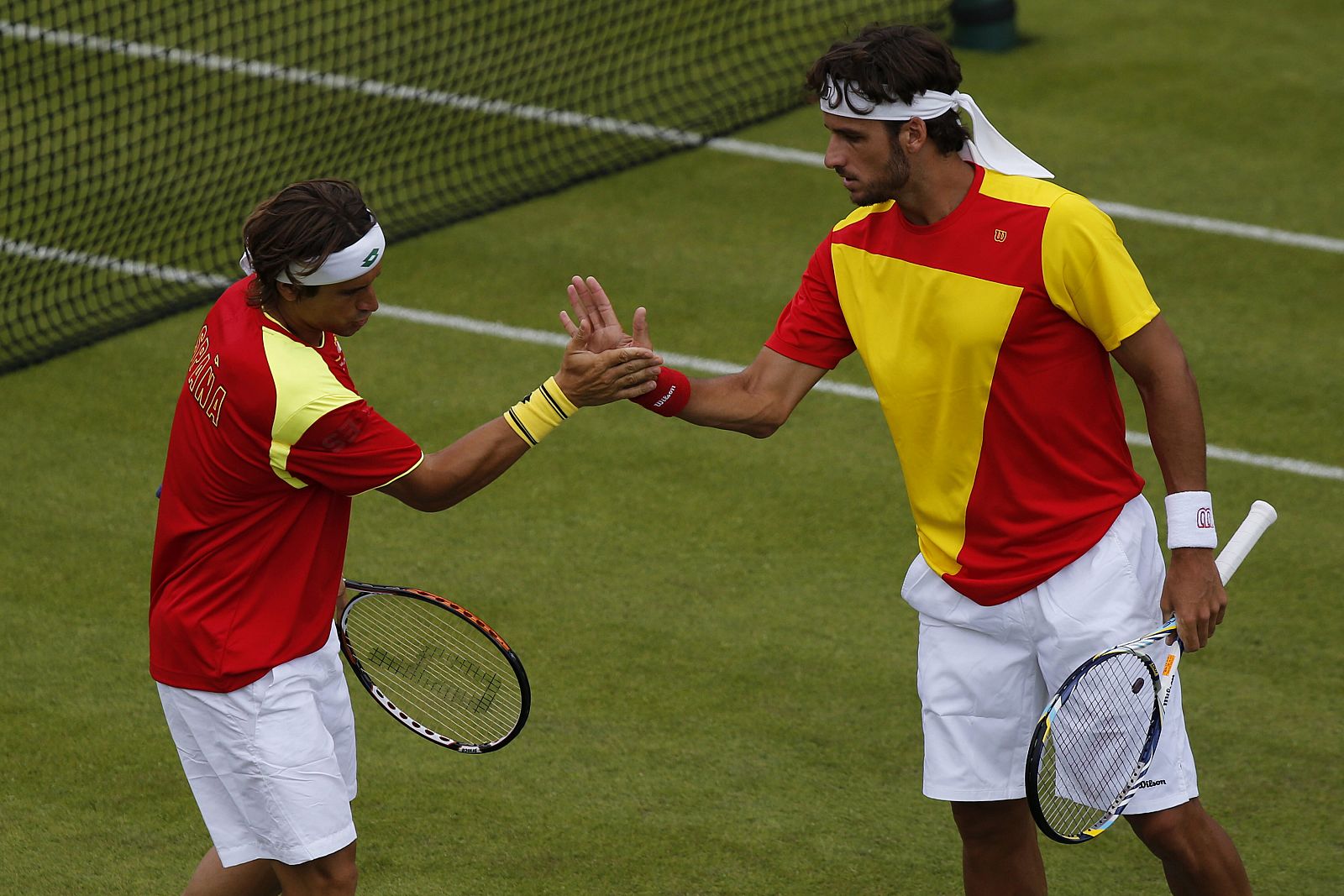 David Ferrer y Feliciano López formando pareja de dobles en los Juegos de Londres 2012