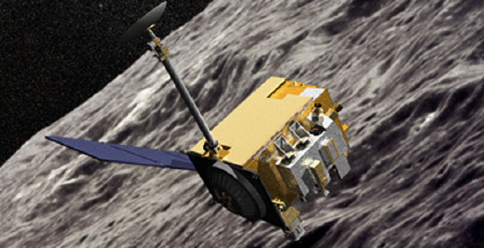 Recreación de la Órbita de Reconocimiento Lunar, que ha descubierto la presencia de Helio en la atmósfera del satélite