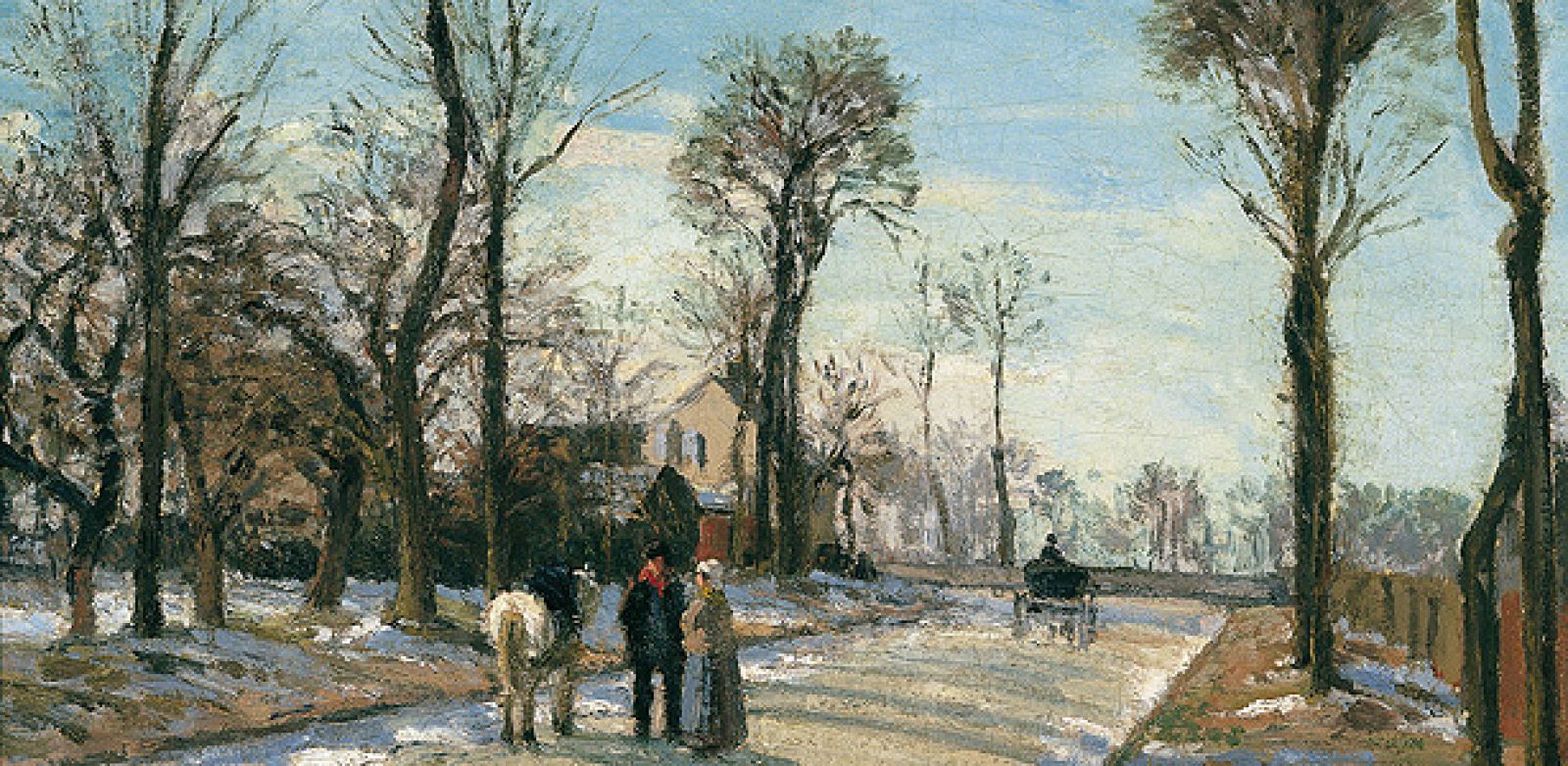 Camille Pissarro: 'Camino de Versalles, Louveciennes, sol de invierno y nieve' (1870)