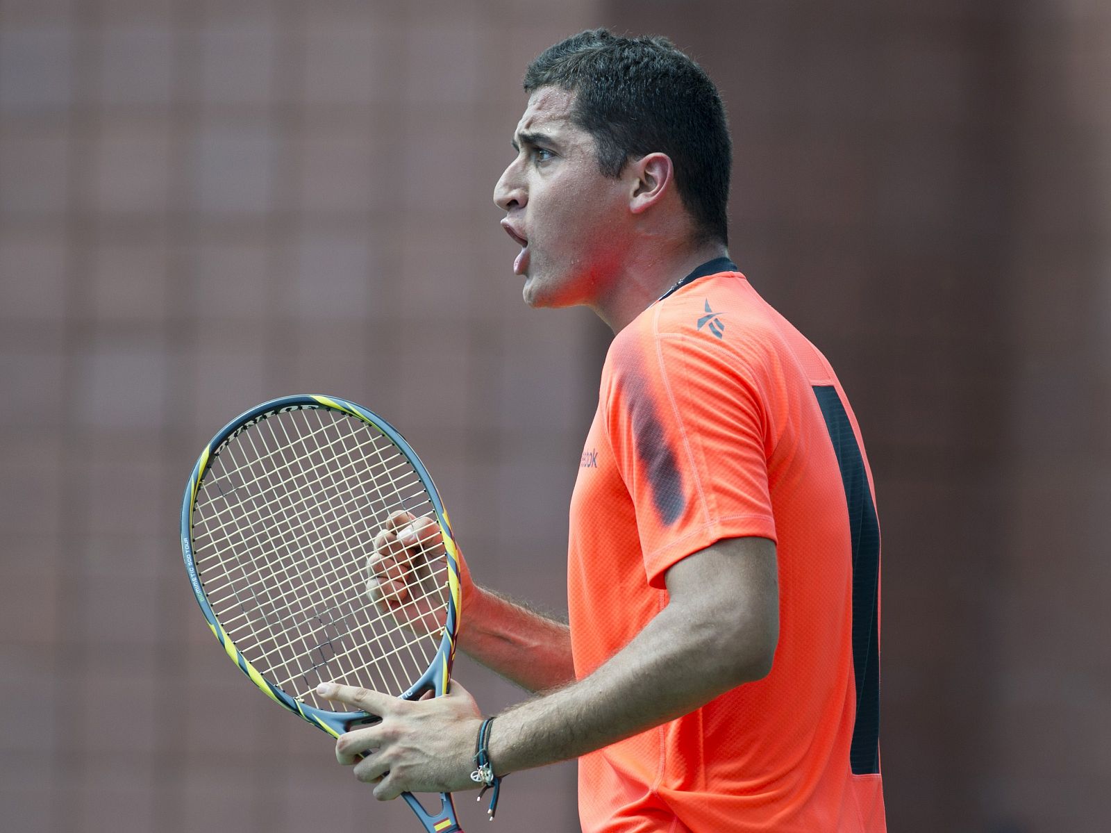 Nico Almagro celebra un punto en su partido contra Radek Stepanek