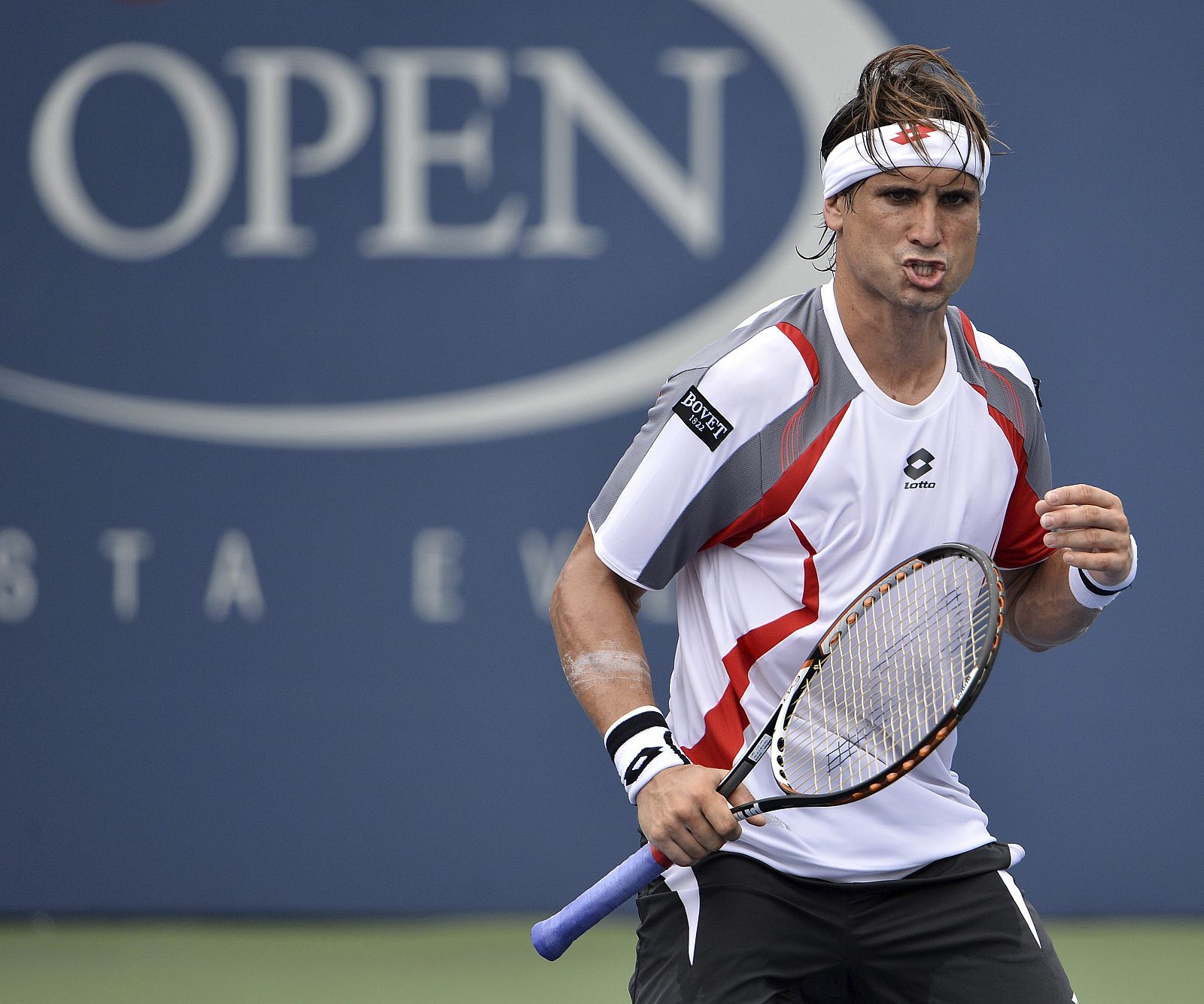David Ferrer celebra un punto contra el francés Richard Gasquet en el US Open