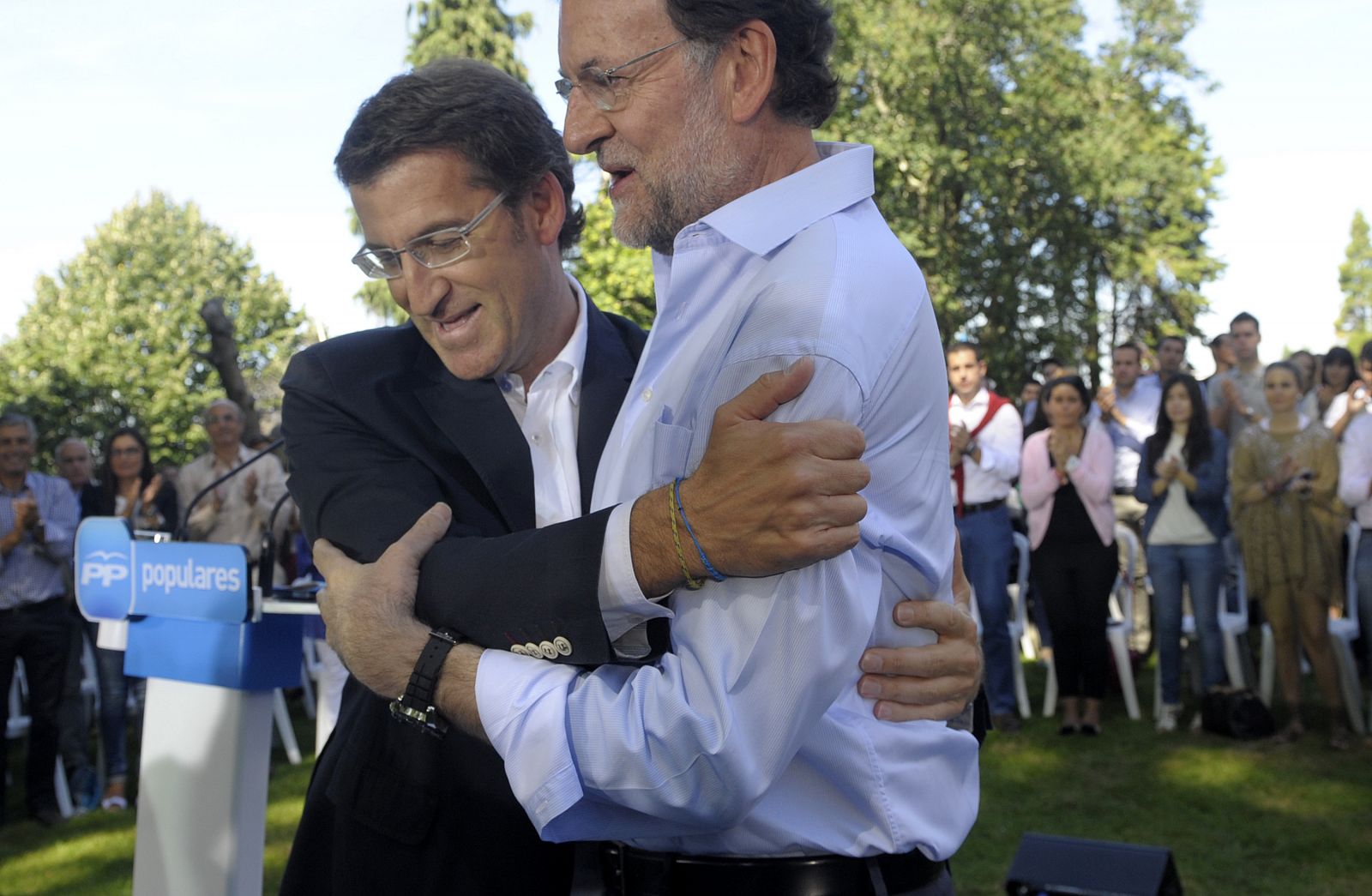 Alberto Núñez Feijoo y Mariano Rajoy en un acto del Partido Popular en Galicia