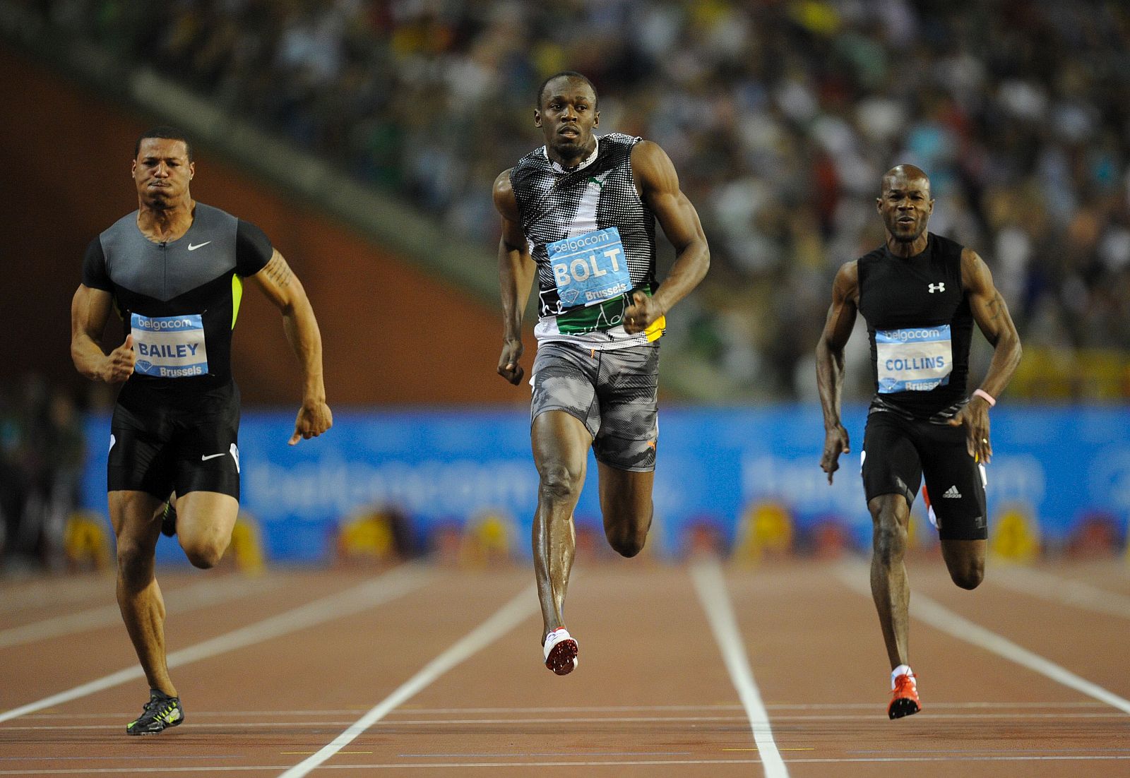 Usain Bolt compita en los 100m lisos en la reunión de la Diamond League en Bruselas, su última carrera en este año olímpico.