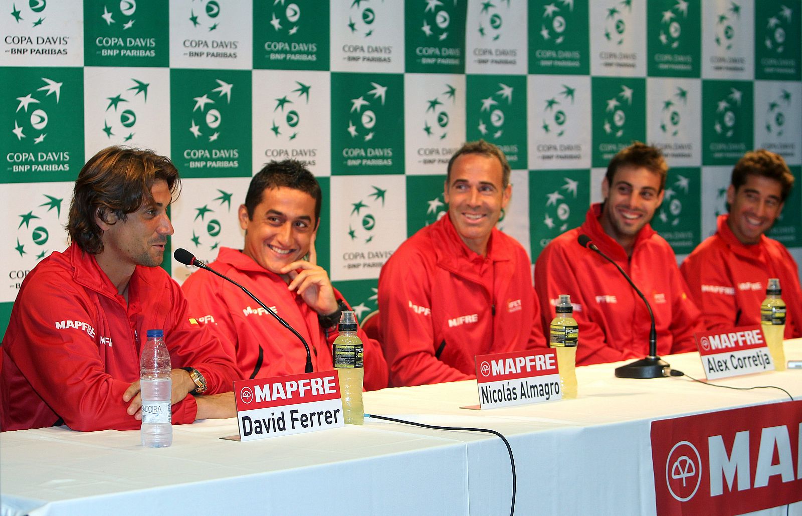El equipo español de Copa Davis en la rueda de prensa previa a la semifinal.
