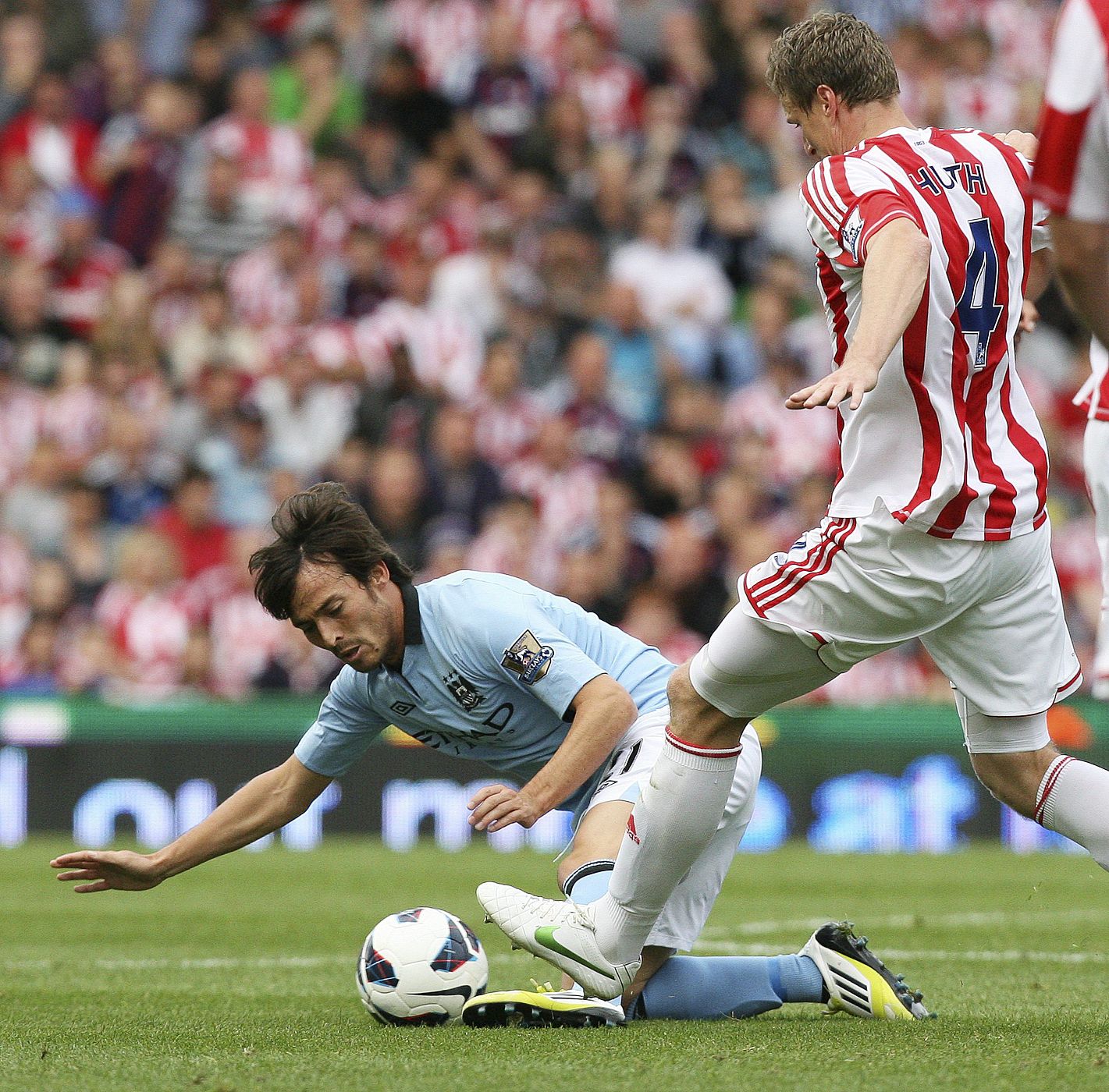 David Silva en una imagen del partido de la Premier entre el Manchester City y el Stoke.