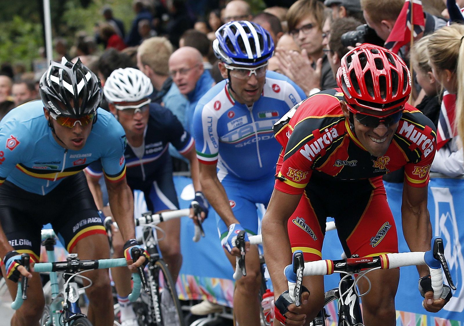Alejandro Valverde, tercer clasificado en la prueba en ruta del Mundial de Limburgo