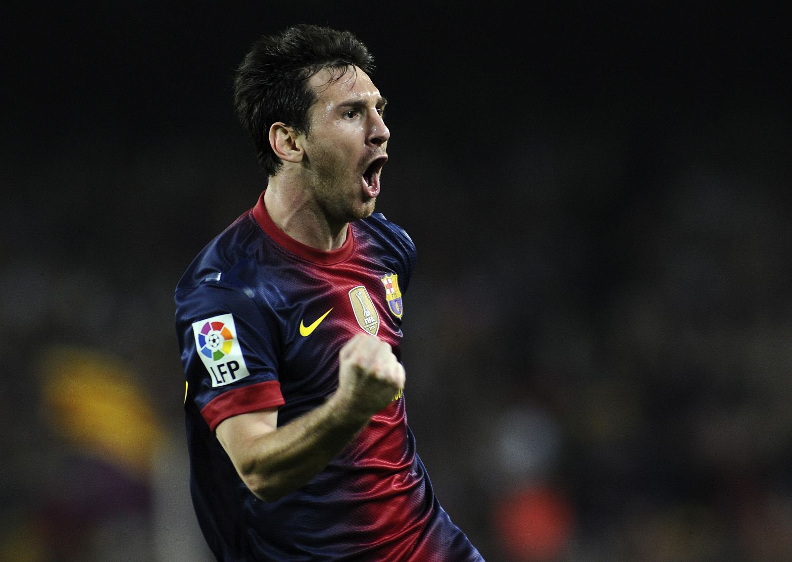 Lionel Messi celebra un gol con su equipo, el FC Barcelona, esta temporada.