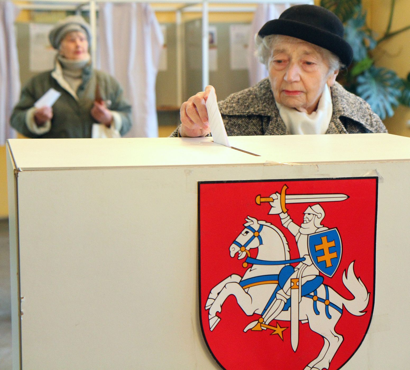 Una mujer vota en Vilna, Lituania, en las elecciones legislativas del 28 de octubre