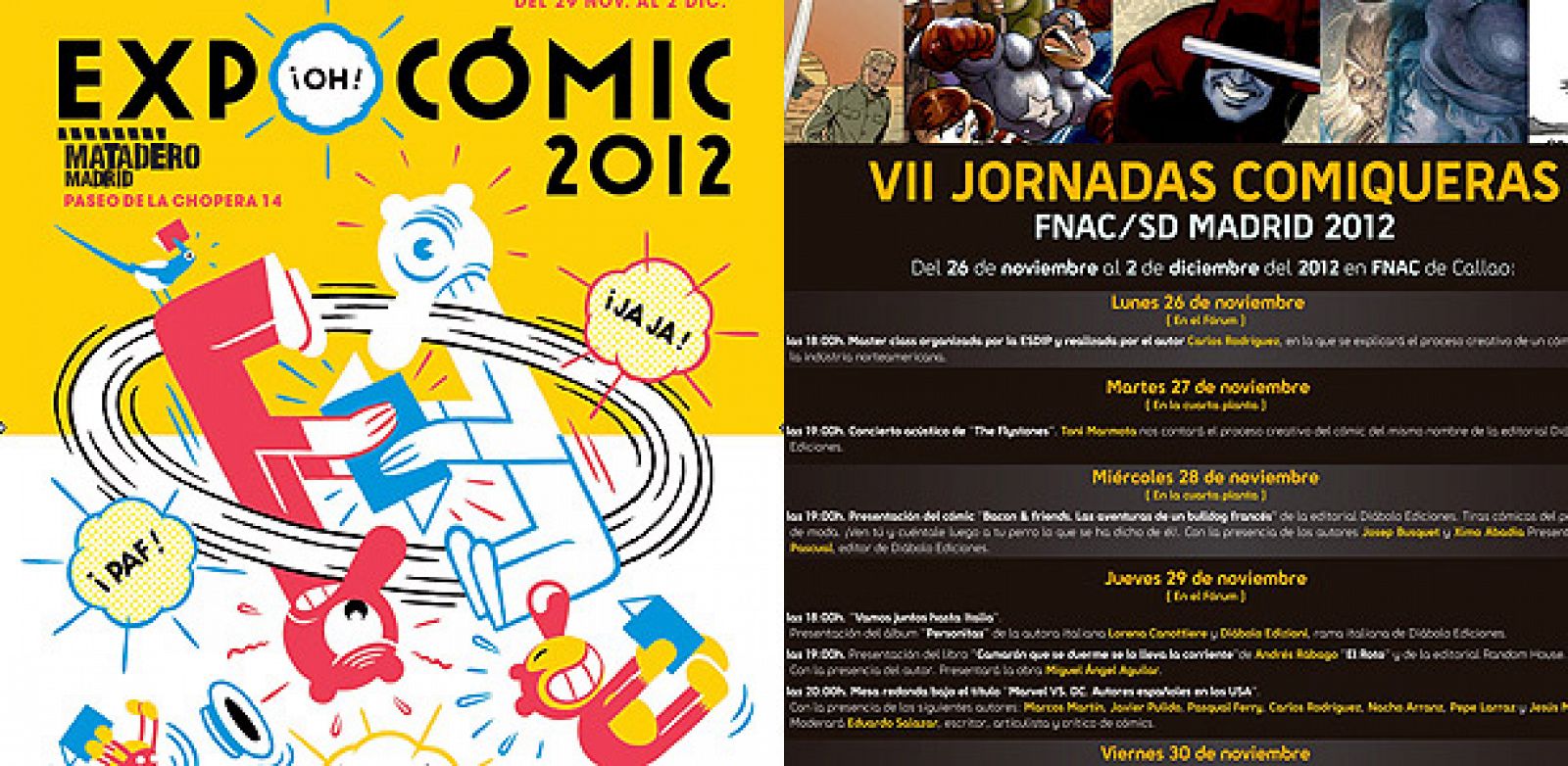 Fragmento de los carteles de Expocómic 2012 y las VII Jornadas comiqueras de la FNAC