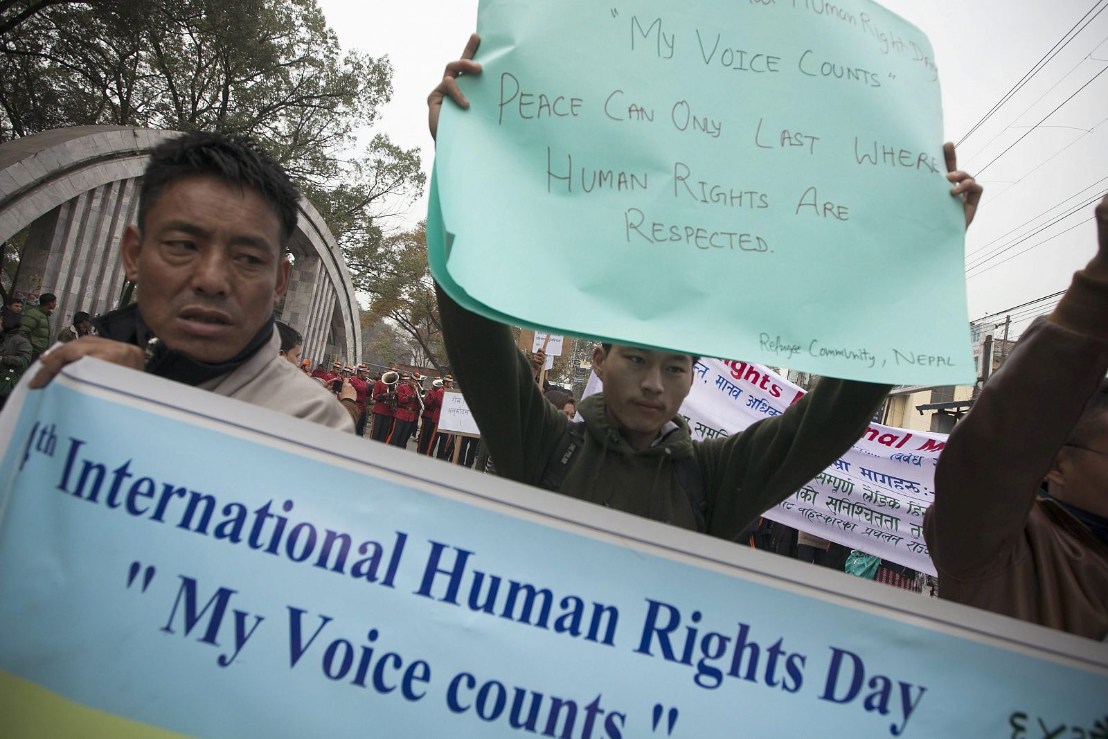 Protesta de exiliados tibetanos en Nepal con motivo del Día Internacional de los Derechos Humanos