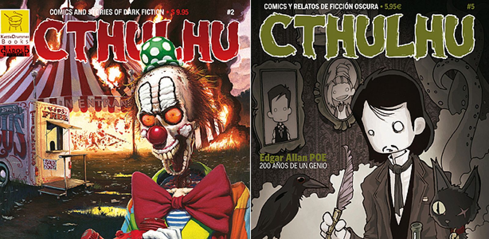 Fragmentos de portadas de las ediciones americana y española de 'Cthulhu'